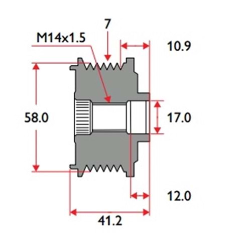 ( 7K ) TOYOTA COROLLA D4D, RAV 4, HILUX ( 14 x 1,5 )
