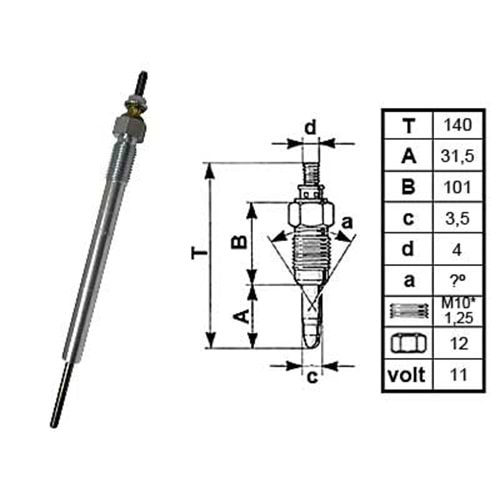 ( 12V ) HYUNDAI H1, STAREX / KIA SORENTO ISITMA BUJİSİ