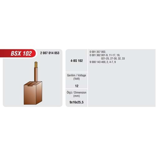 ( 12V ) OPEL / BEDFORD / MERCEDES 200D ( PABUÇSUZ ) ( BSX71 )