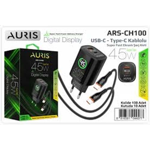 Auris Ars-Ch100 45W Dijital Ekranlı Typ-c Pd Set