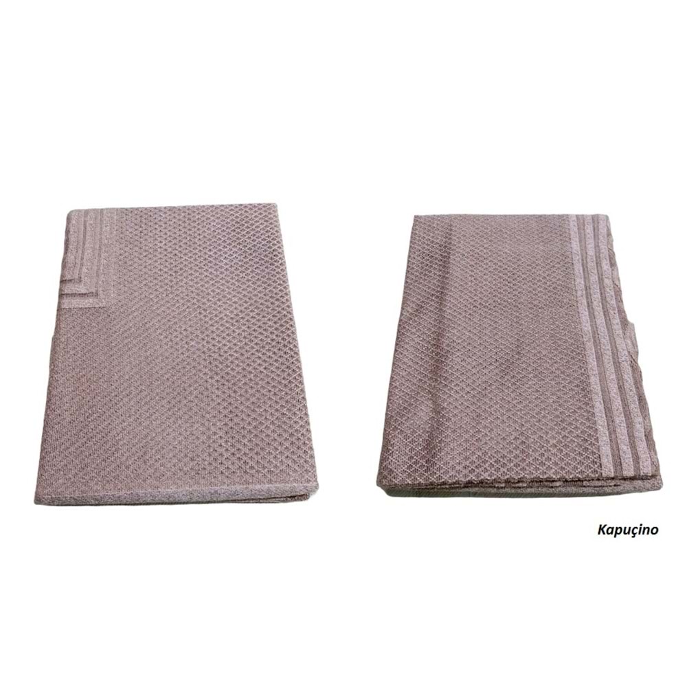 Raşel Örme 160x220 Pano Desenli Masa Örtüsü (SEÇENEKLİ) - Kappuçino