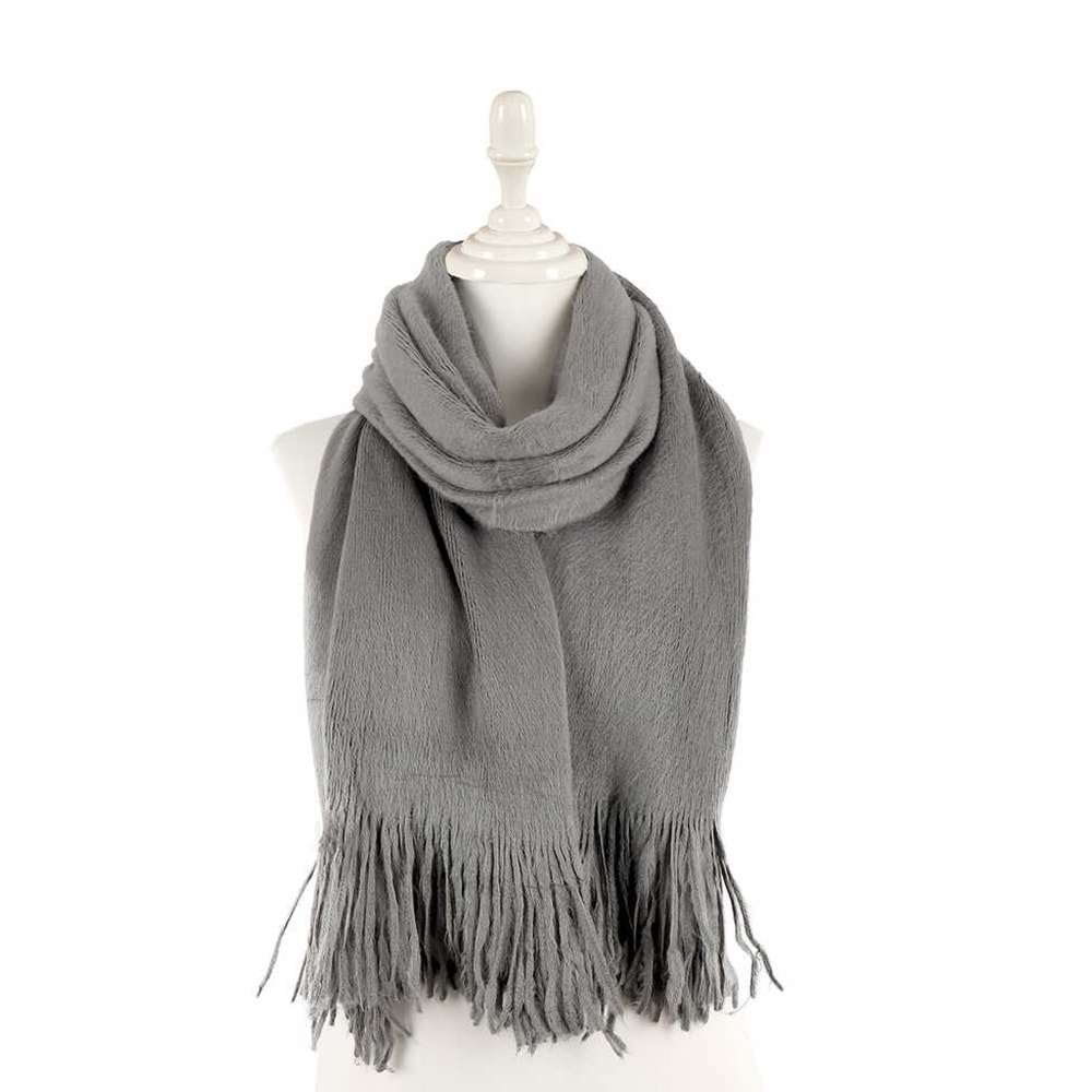 Angora Tavşan Tüğü Şal 60X180 - Gri