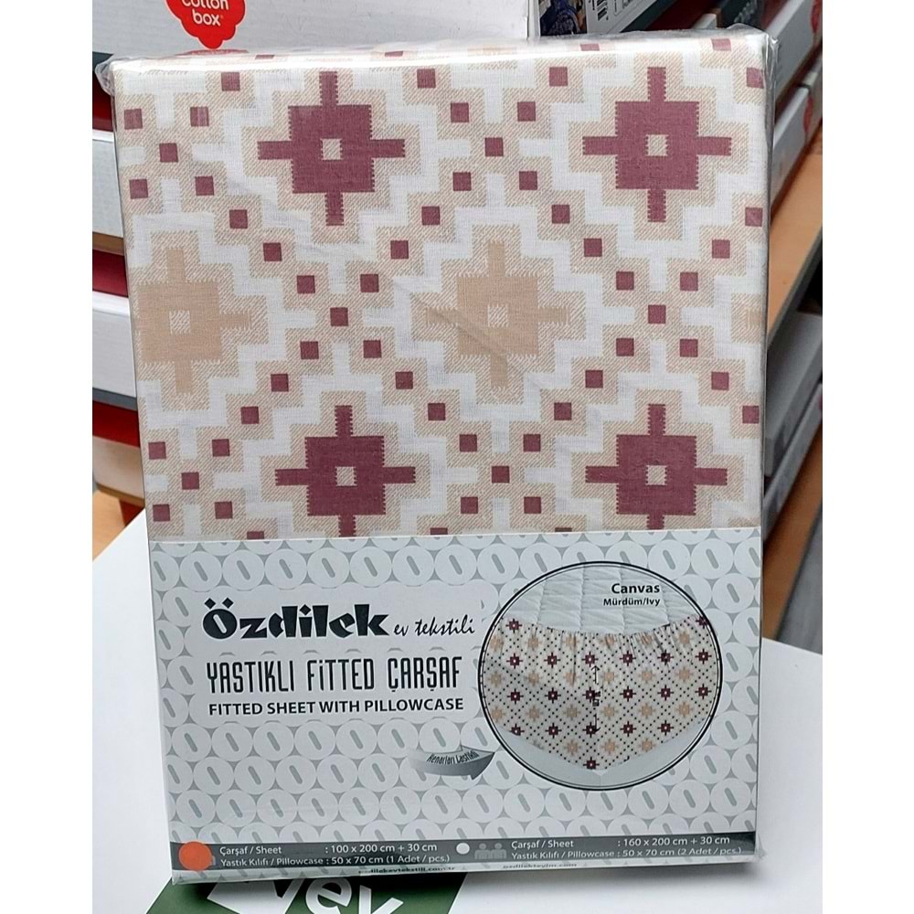 Özdilek Fitted Lastikli Tek Kişilik Çarşaf Seti (100x200)-Canvas Mürdüm