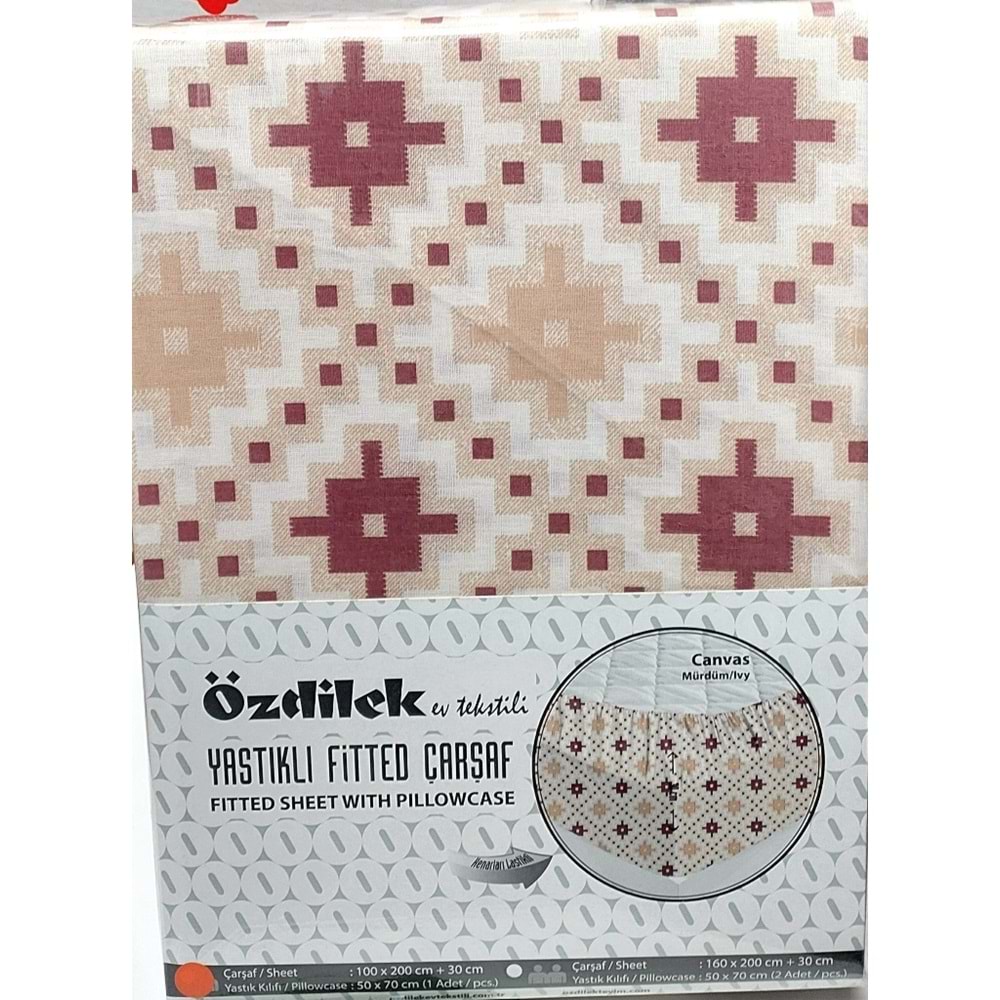 Özdilek Fitted Lastikli Tek Kişilik Çarşaf Seti (100x200)-Canvas Mürdüm
