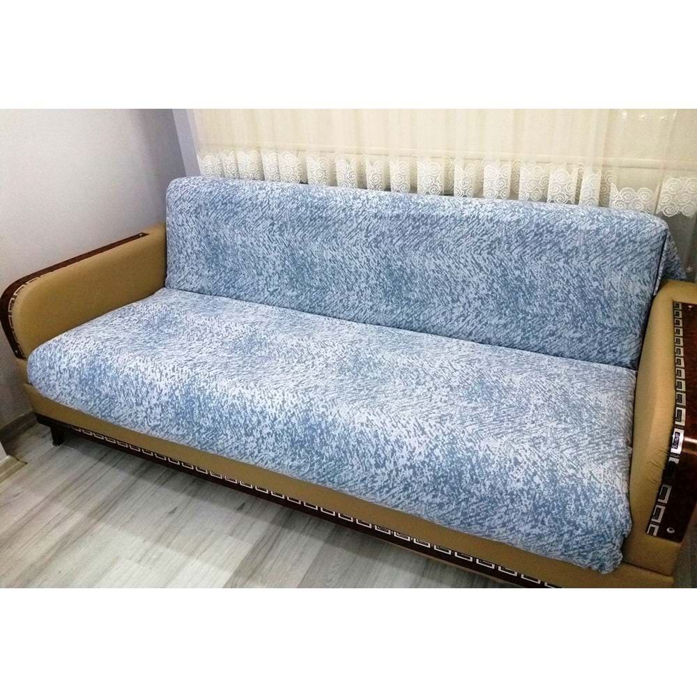 Pamuklu Kaymaz Ebruli Koltuk-Çekyat Örtüsü (13 RENK)-Mavi