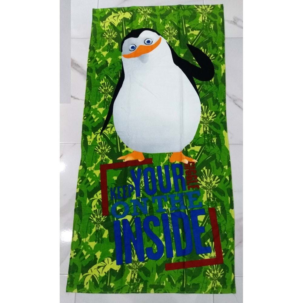 Polo ve Pingui Desenli Plaj Havlusu (SEÇENEKLİ) - Pingui Yeşil