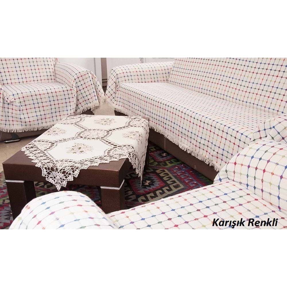 Buldan Pamuklu Koltuk Örtüsü Maxi Takım (3+3+1+1)