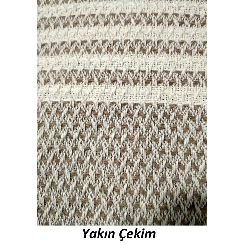 Mandaş Pamuklu Kaymaz Hasır Dokuma Koltuk-Çekyat Örtüsü Takımı 3+3+1+1 - Sütlü Kahve