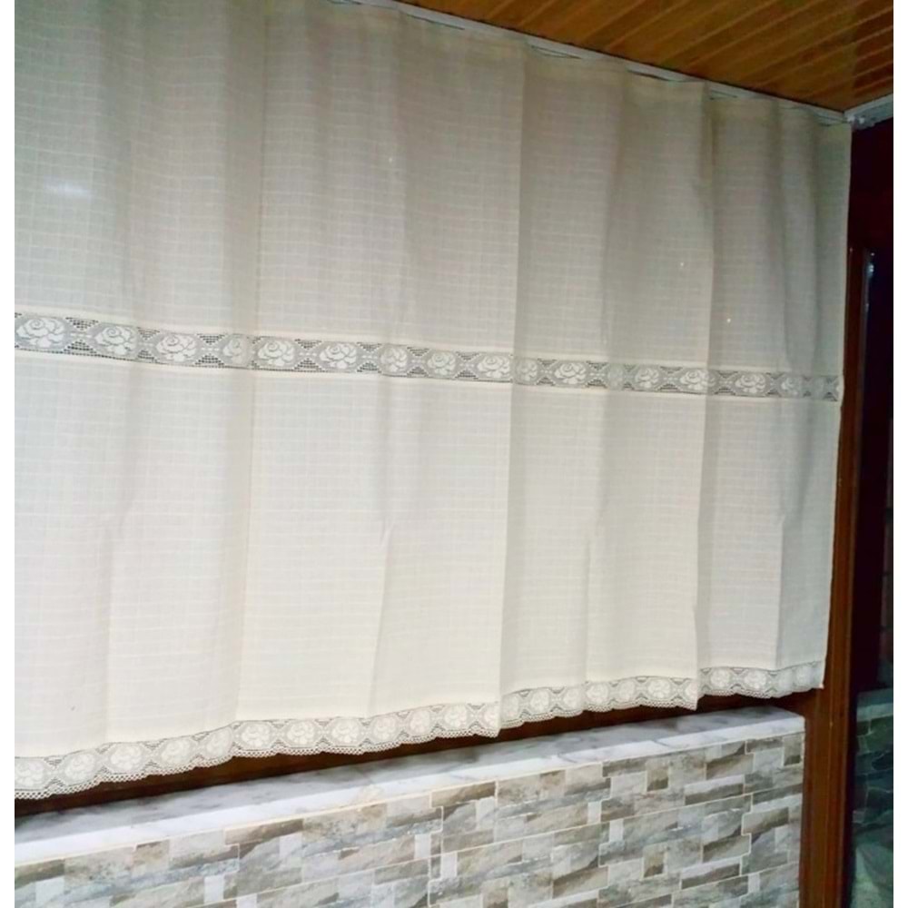 Buldan Perde Çift Dantelli Naturel (140x100)
