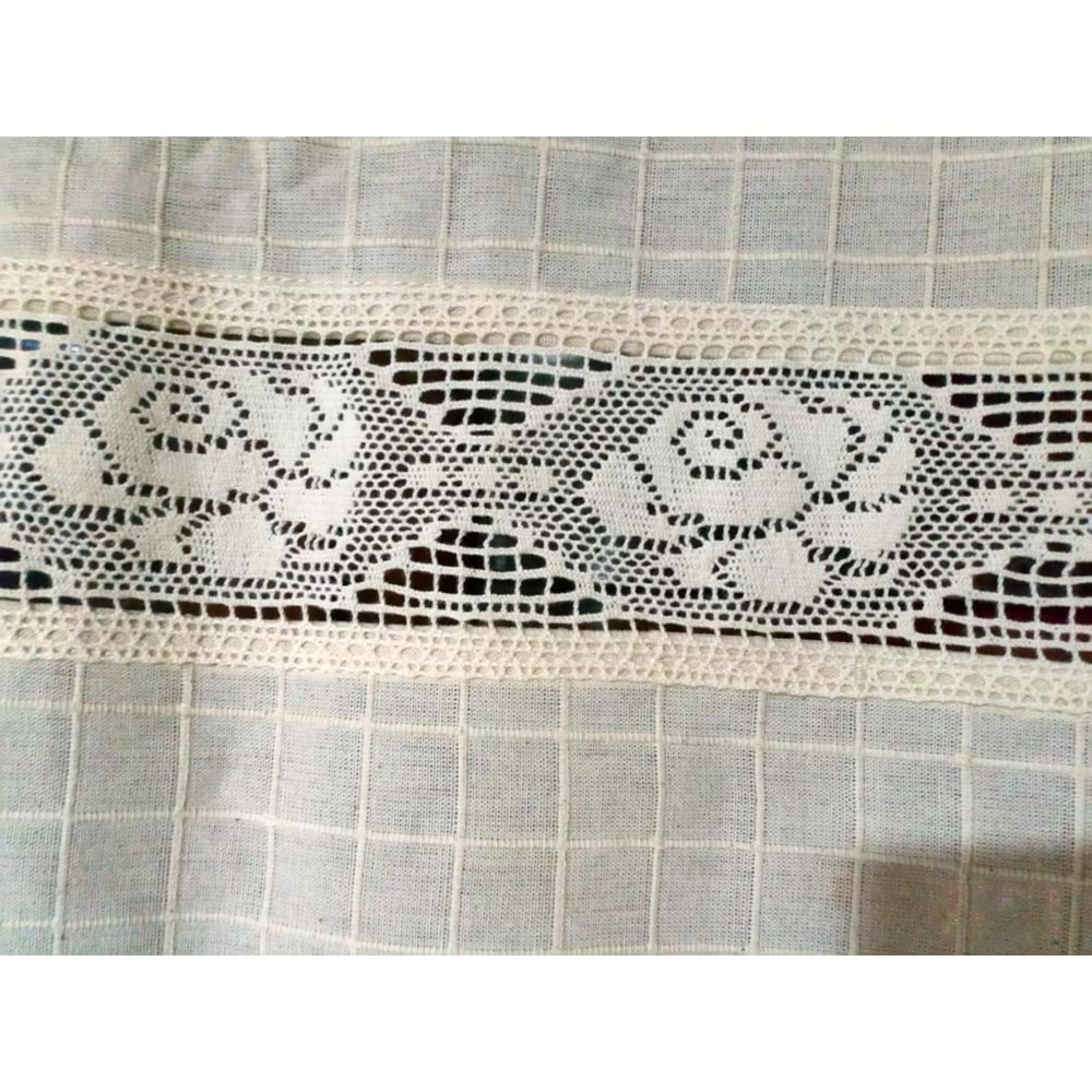Buldan Perde Çift Dantelli Naturel (140x300)