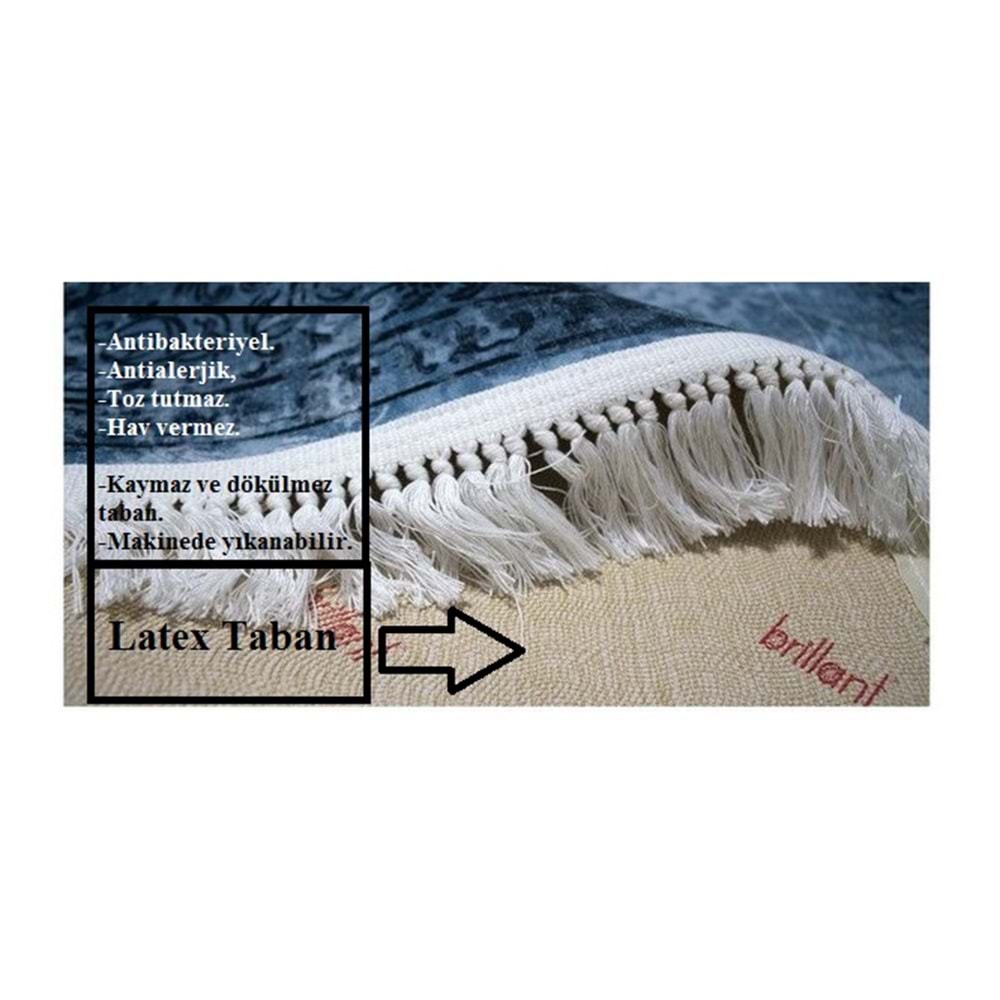 Brillant İpek Latex Kaymaz Taban Halı-EBRU HJ11618.801-(90x160)