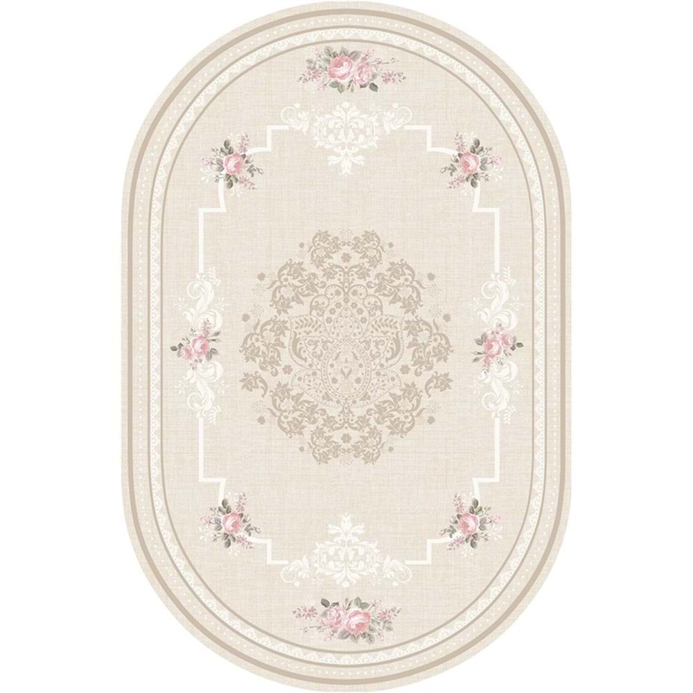 Brillant Latex Oval Kaymaz Taban Halı-GARDEN HLE11312.804-(150x230)
