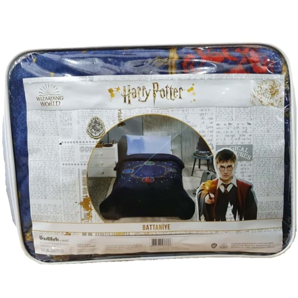 Özdilek Lisanslı Tek Kişilik Çocuk Battaniye (155x215)-Harry Potter Lacivert