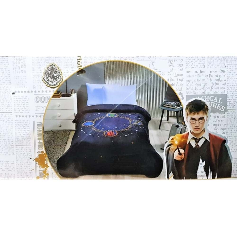 Özdilek Lisanslı Tek Kişilik Çocuk Battaniye (155x215)-Harry Potter Lacivert