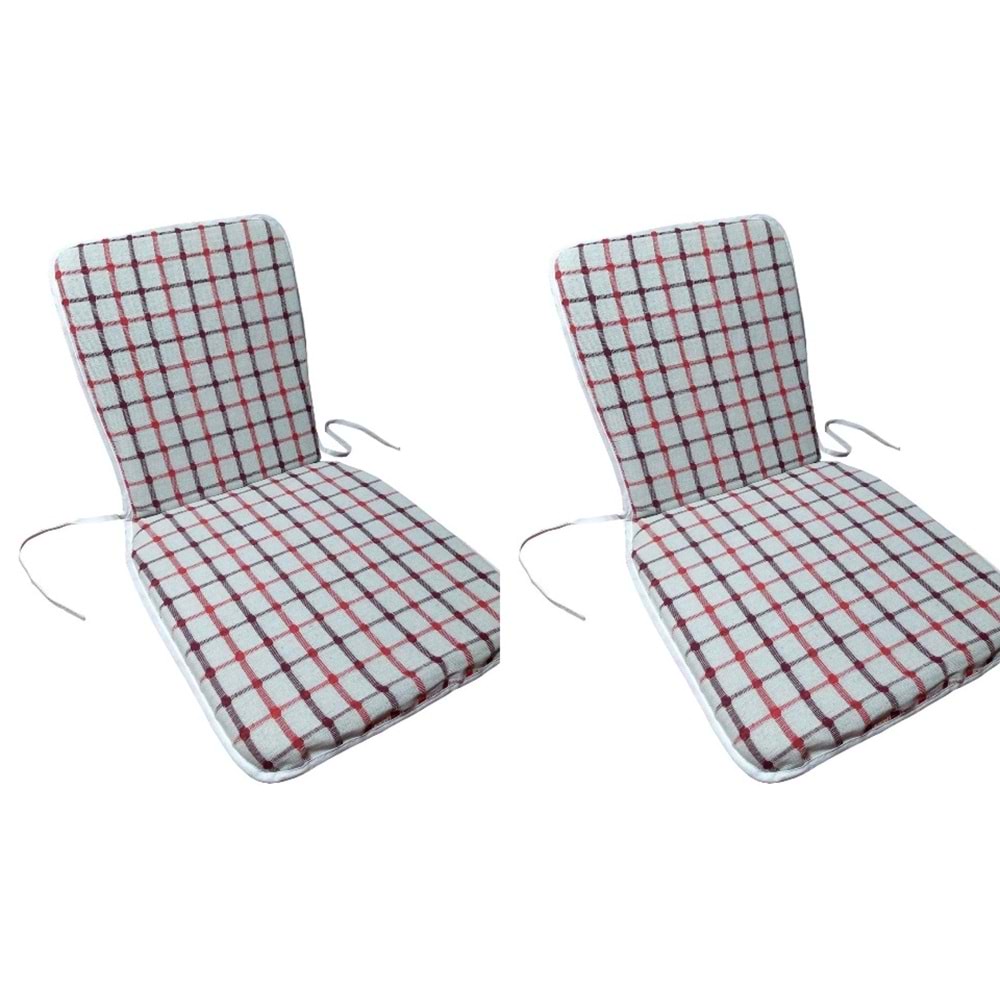 2 Adet Buldan Arkalıklı Sandalye Minderi, Midi Boy (Kalınlık 3,5cm)-Bordo Kırmızı
