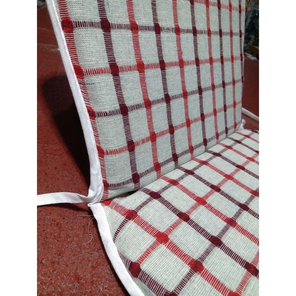 2 Adet Buldan Arkalıklı Sandalye Minderi, Midi Boy (Kalınlık 3,5cm)-Bordo Kırmızı