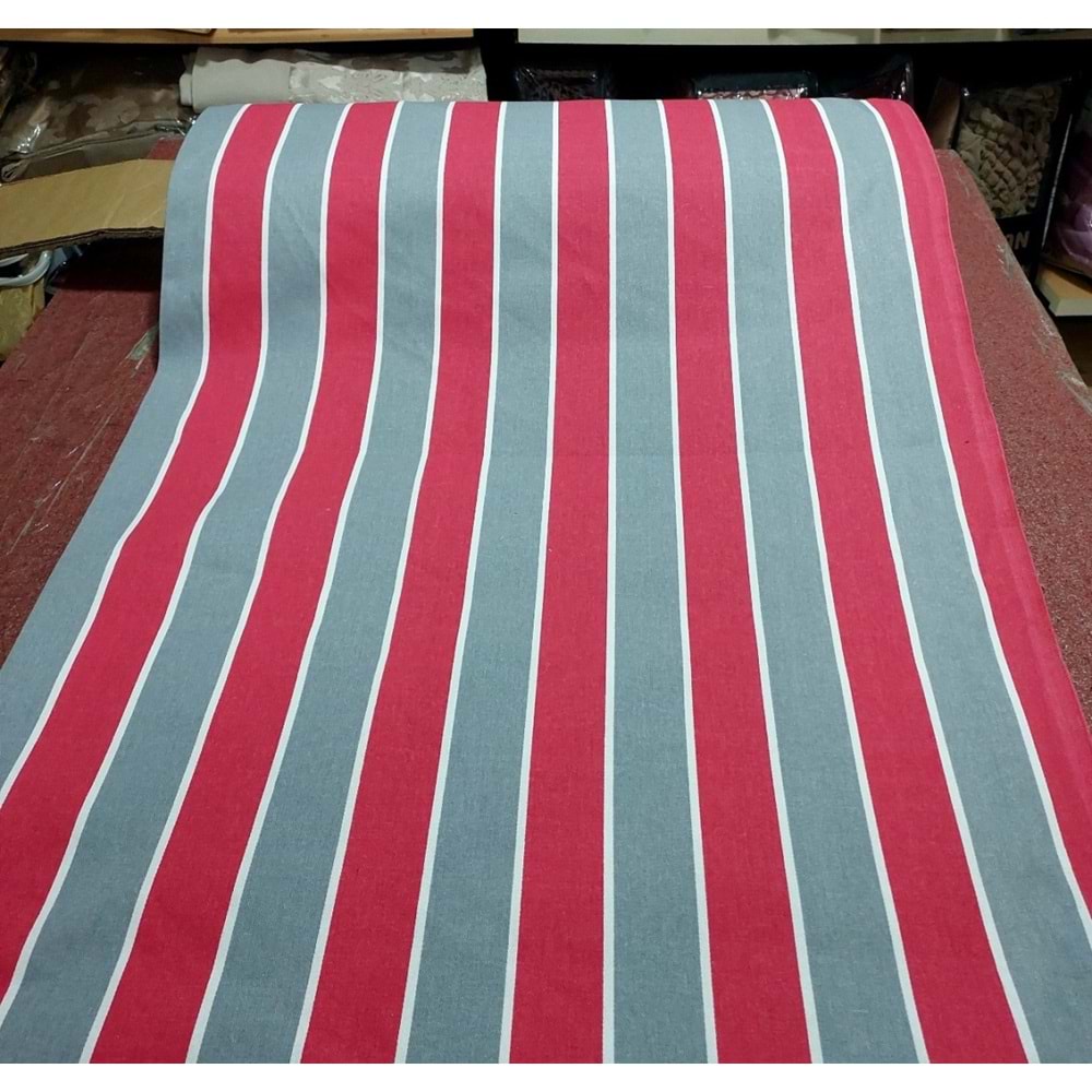 Balkon Perdesi Branda Kumaşı Metrelik (En 150cm)-Gri Kırmızı