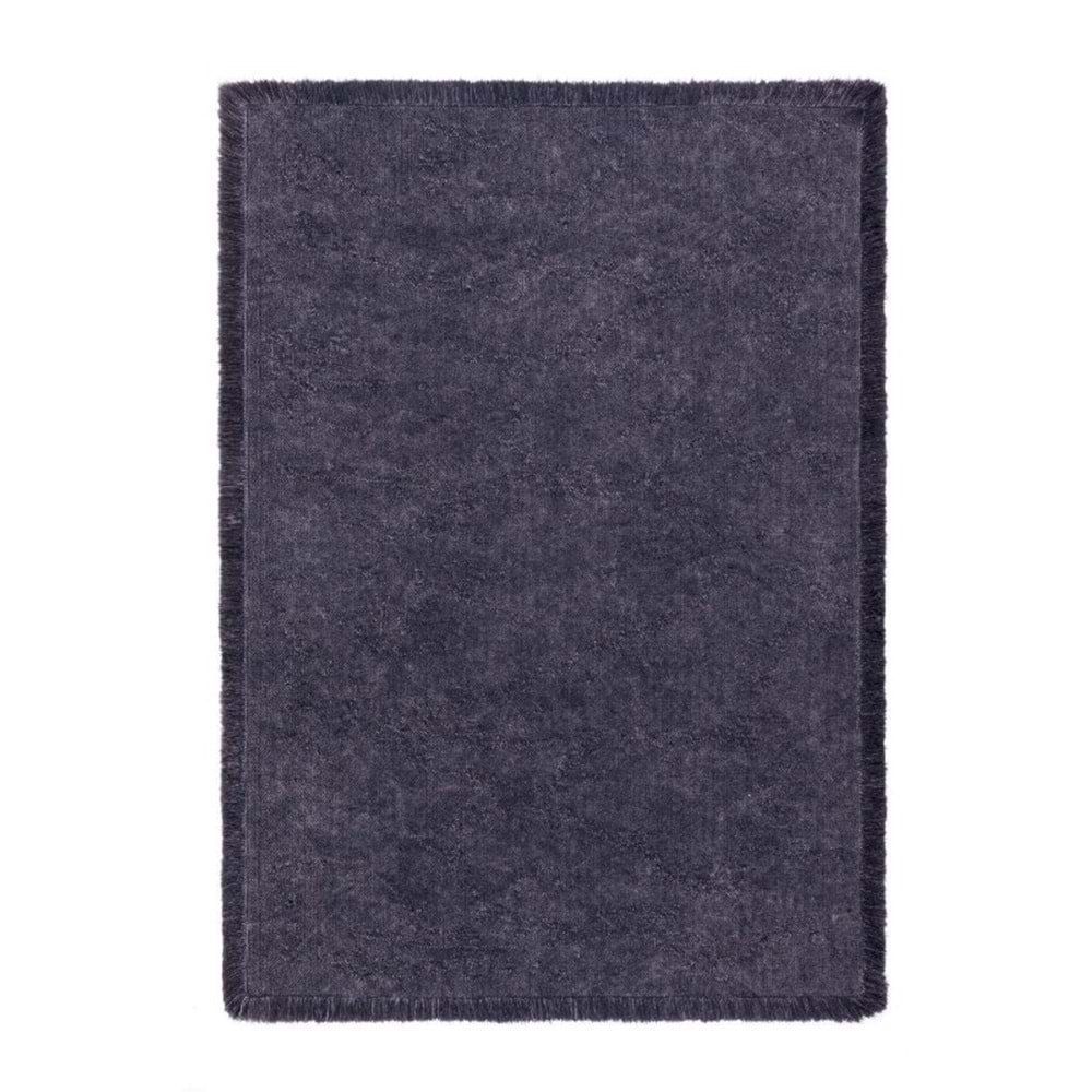 Mandaş Halı Rustik RS01 Anthracite Dört Tarafı Saçaklı Pamuklu Yıkanabilir Kilim - 80X150CM