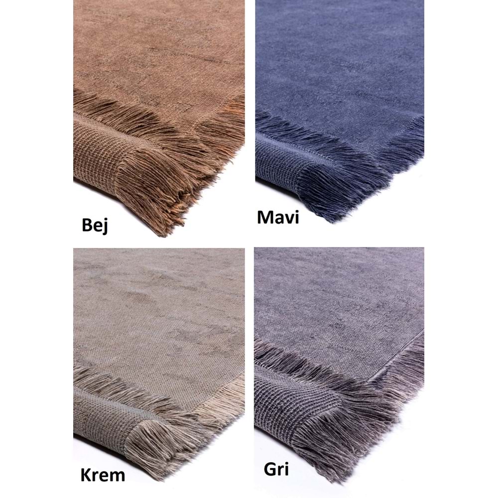 Mandaş Halı Rustik RS01 Anthracite Dört Tarafı Saçaklı Pamuklu Yıkanabilir Kilim - 80X150CM