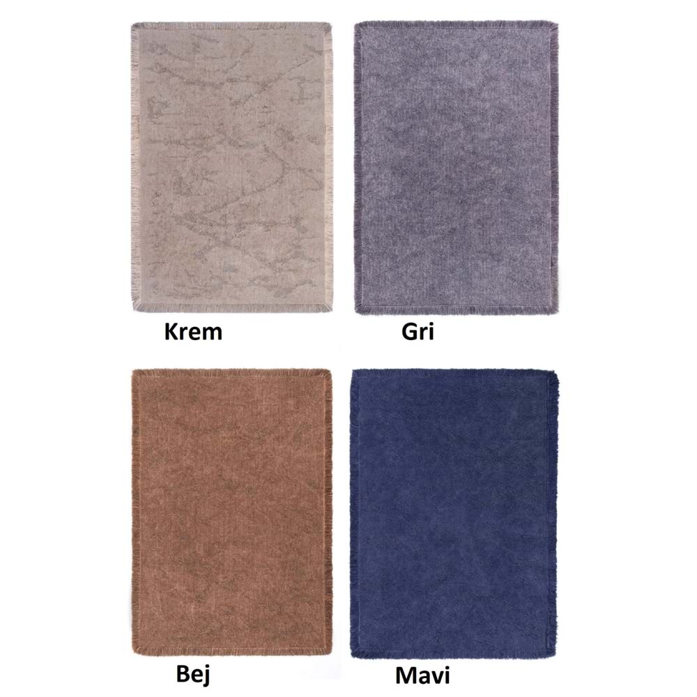 Mandaş Halı Rustik RS01 Anthracite Dört Tarafı Saçaklı Pamuklu Yıkanabilir Kilim - 80X150CM
