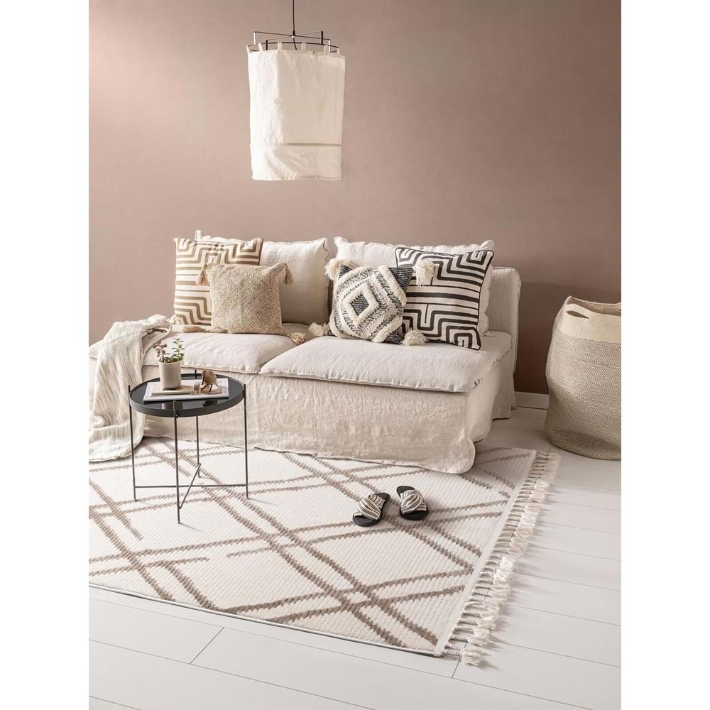Mandaş Halı Cool CL03 Beige İskandinav Peluş Dokulu Makine Halısı - 80X150CM