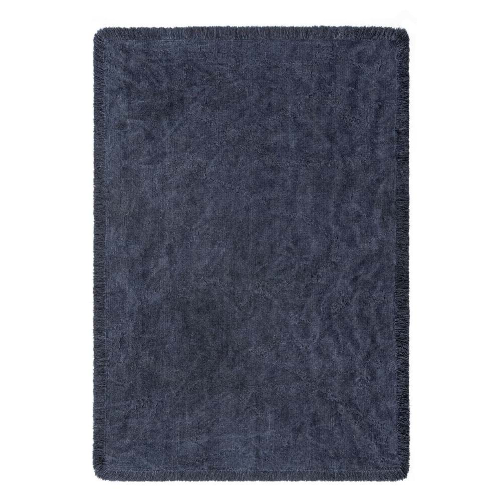 Mandaş Halı Rustik RS01 Blue Dört Tarafı Saçaklı Pamuklu Yıkanabilir Kilim - 120X180CM