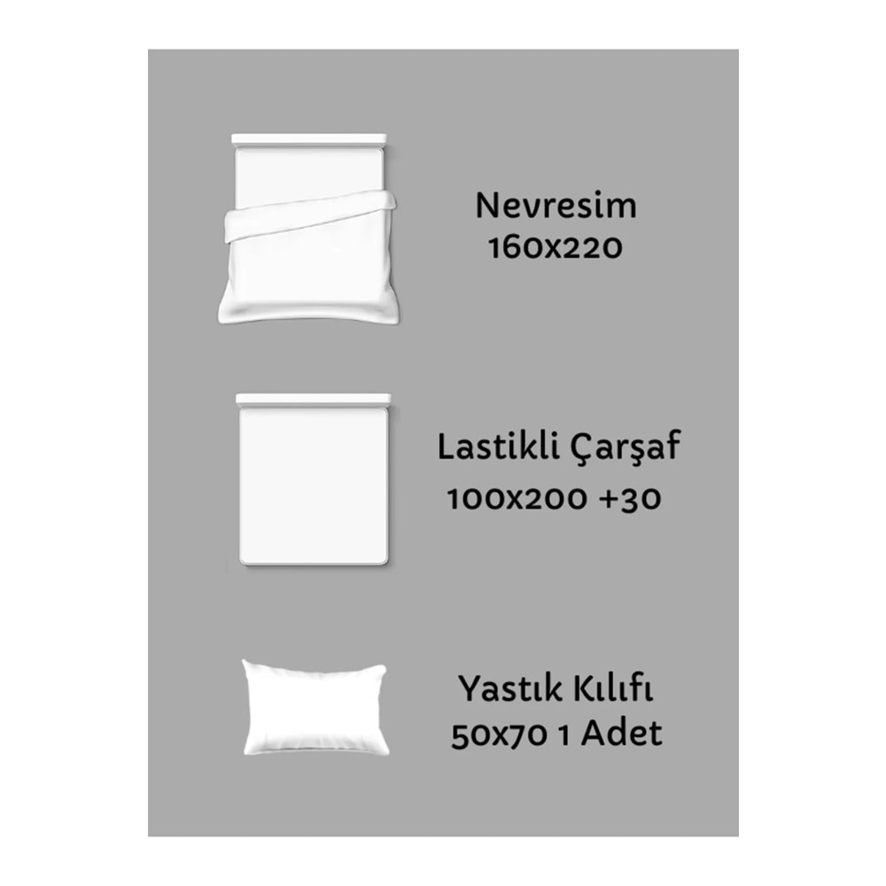 Patiska Yeni Nesil Çarşafı Lastikli Çift Taraflı Tek Kişilik Nevresim Takımı-Lila Gri