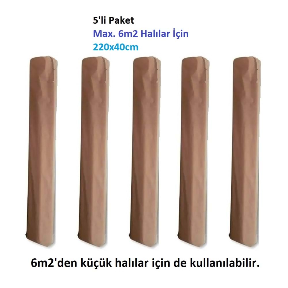 Mandaş Tekstil 5 Adet Halı Hurcu Kılıfı Poşeti 220x40cm (Max. 6m2 Halı İçin)