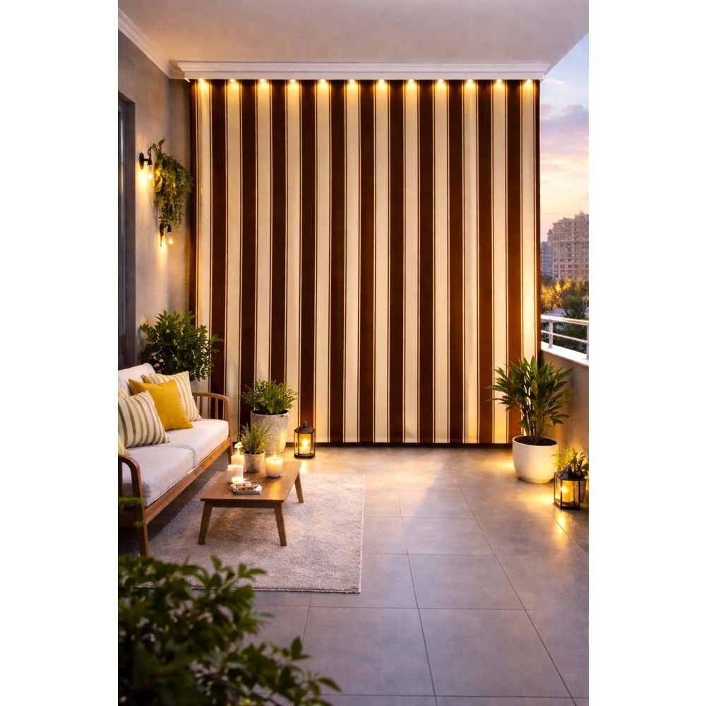 Balkon Perdesi Branda Kumaşı Metrelik (En 240cm)-Kahve Krem