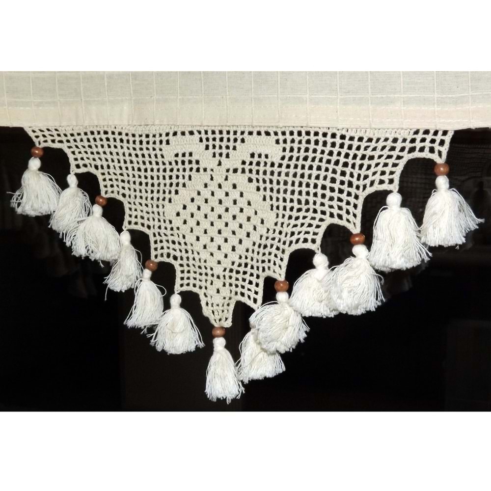 Buldan İşi 2li Paket Örme El İşi Perde Danteli-Çilek Desen
