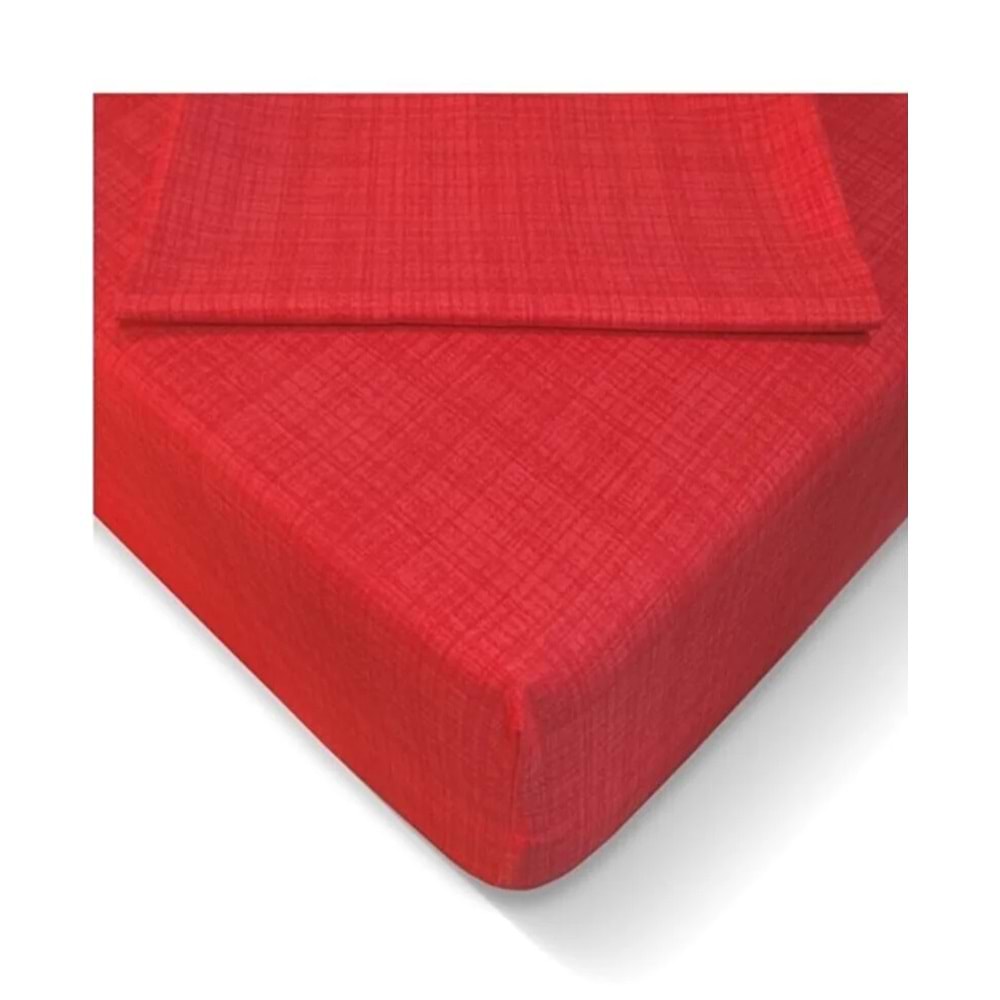 Özlü Fitted Lastikli Tek Kişilik Çarşaf Seti (100x200)-Kırmızı