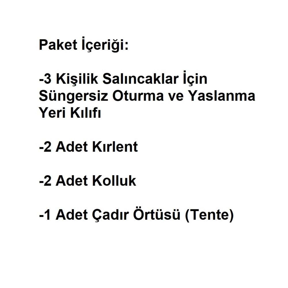Mandaş Süngersiz 3 Kişilik Salıncak Minder Seti (Pamuklu Kumaş)-Gri YENİ