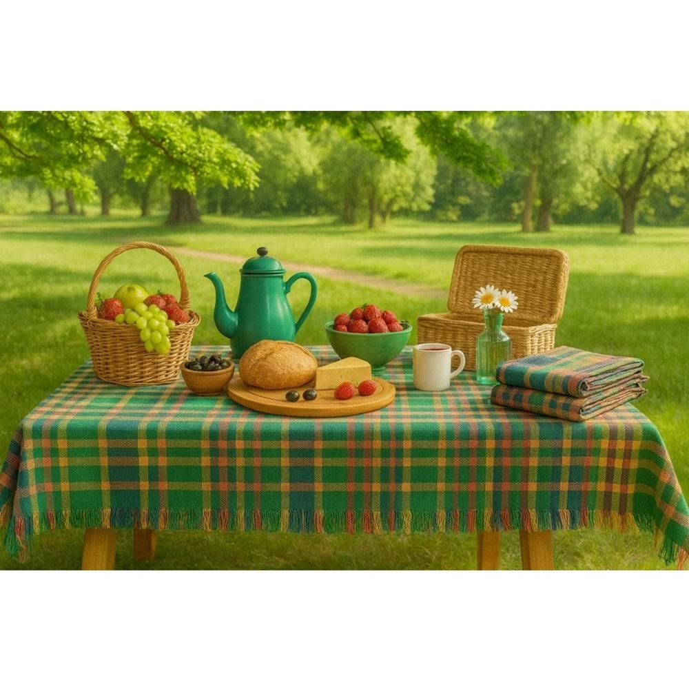 Pöti Kare Sofra Örtüsü, Masa Örtüsü Saçaklı (140x140)-Renkli