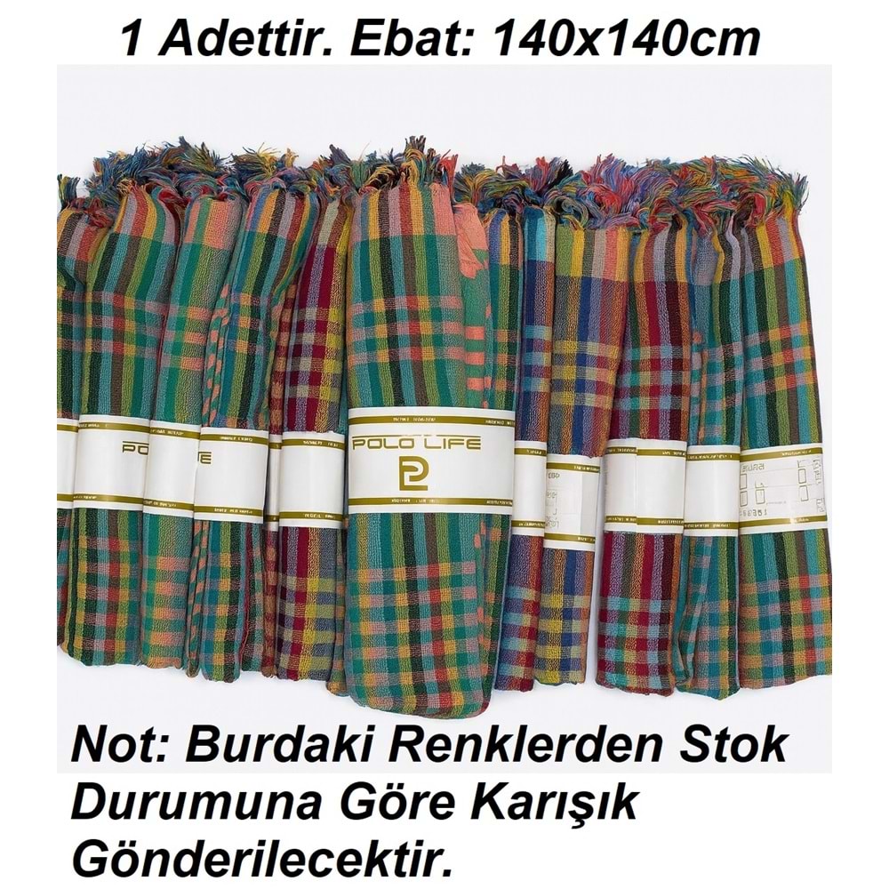 Pöti Kare Sofra Örtüsü, Masa Örtüsü Saçaklı (140x140)-Renkli