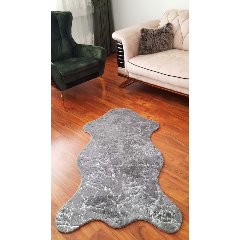 Mandaş Tekstil Simli Lüks Peluş Tavşan Tüyü Post Halı M2 (A+ Kalite)-Özel Ebat