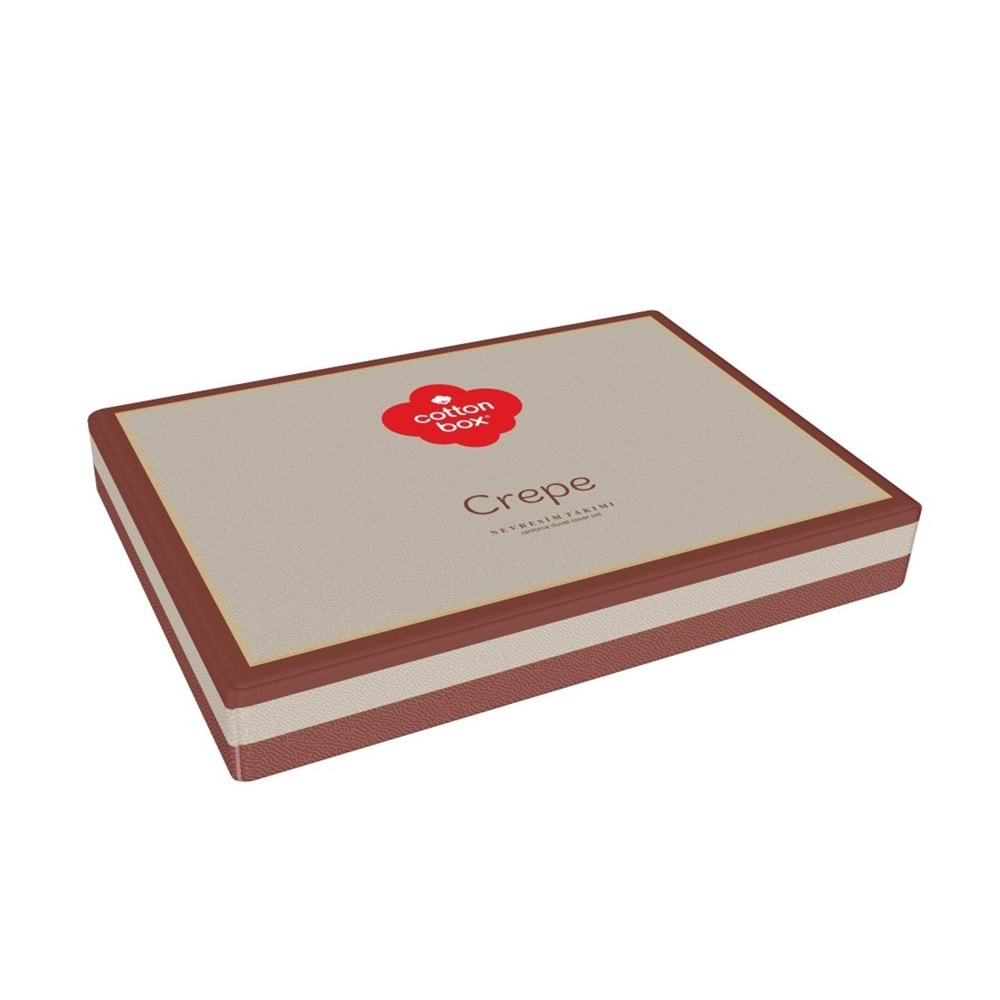 Cotton Box Crepe Lastikli Çarşaflı Lüks Penye Çift Kişilik Nevresim Takımı-Bej