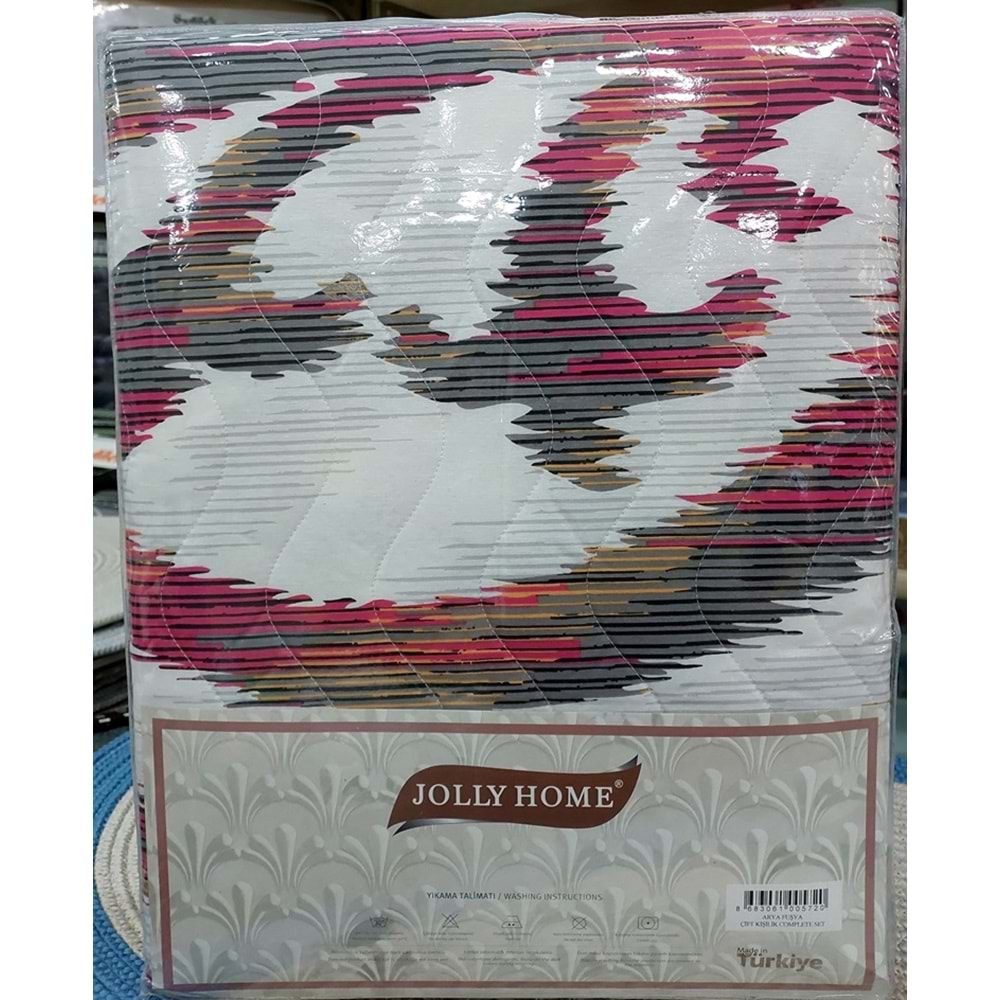 Jolly Home 4 Mevsim Çift Kişilik Kapitoneli Nevresim Takımı-Arya Fuşya
