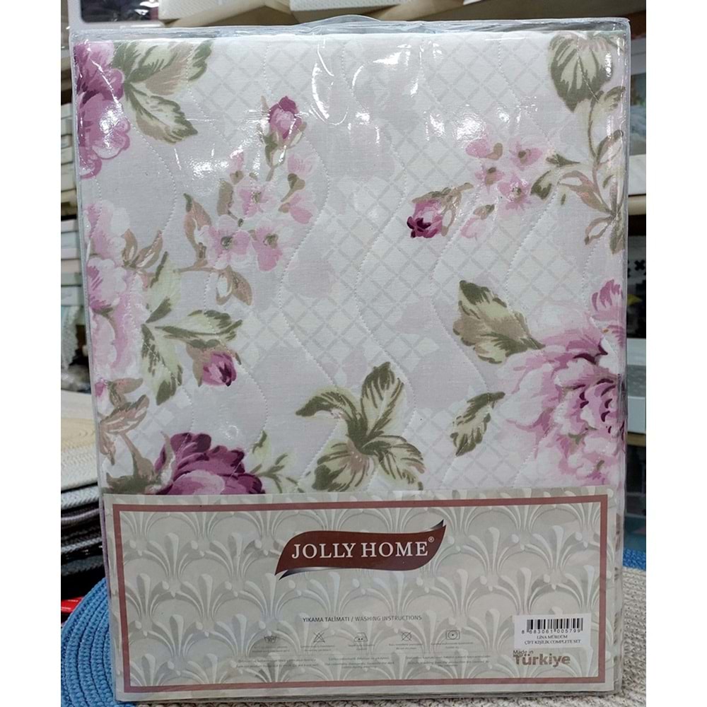 Jolly Home 4 Mevsim Çift Kişilik Kapitoneli Nevresim Takımı-Lina Mürdüm