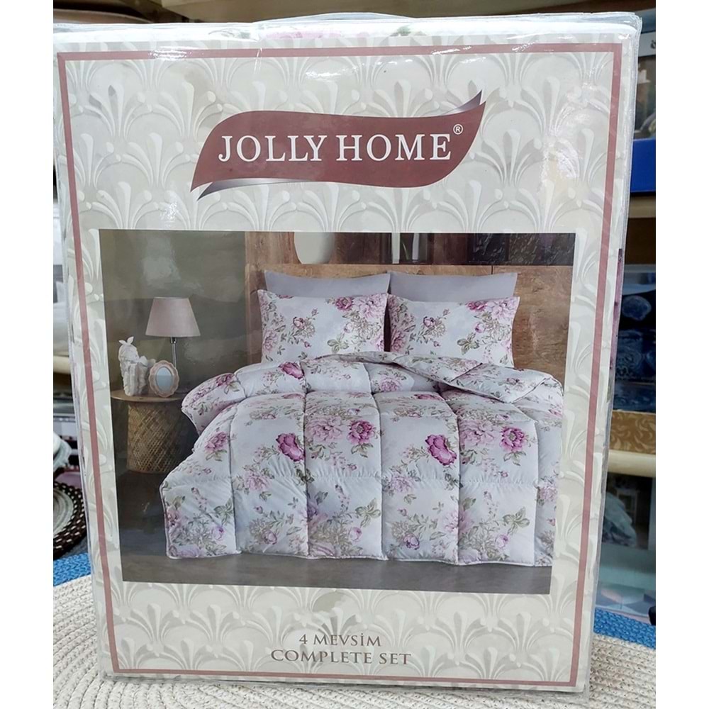 Jolly Home 4 Mevsim Çift Kişilik Kapitoneli Nevresim Takımı-Lina Mürdüm