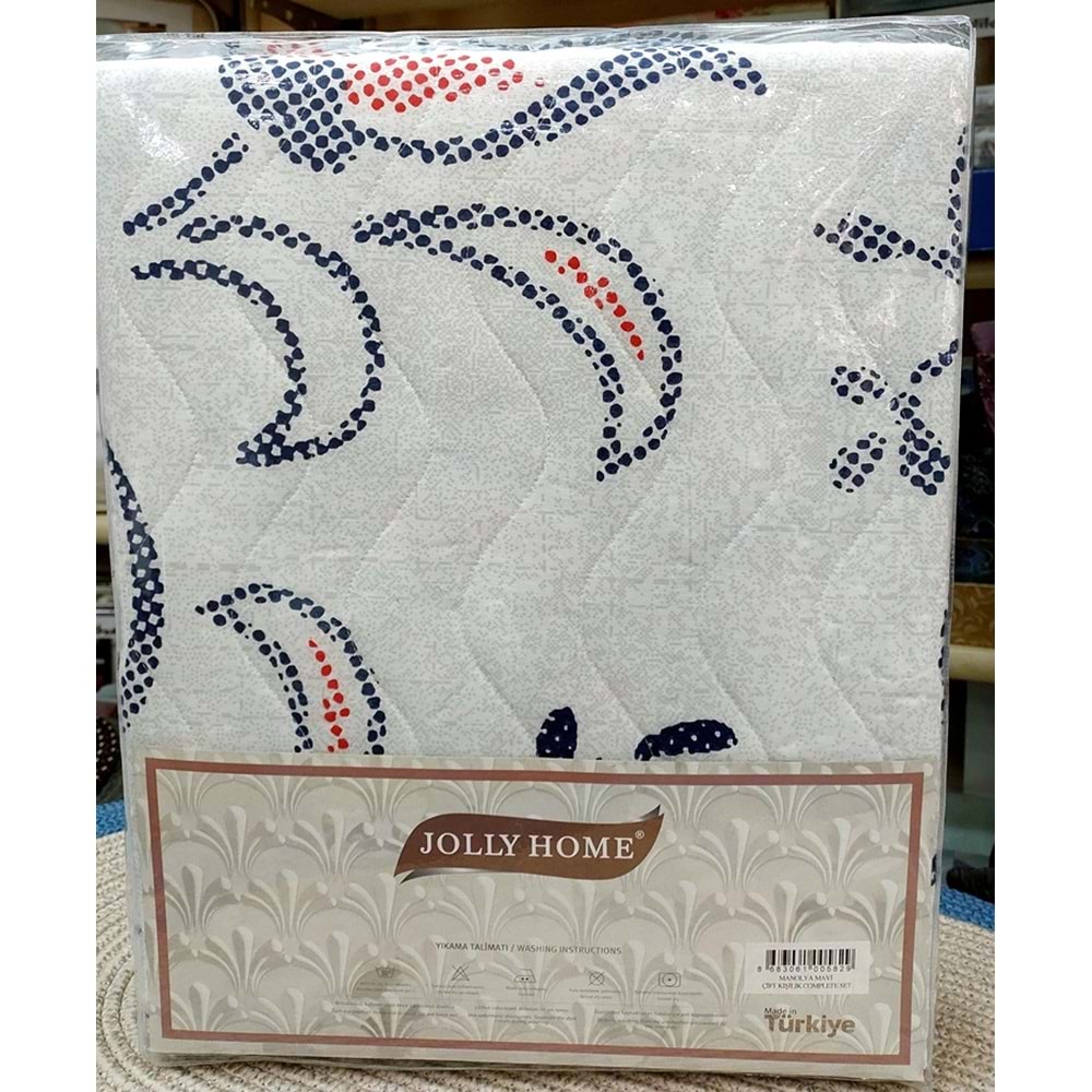 Jolly Home 4 Mevsim Tek Kişilik Kapitoneli Nevresim Takımı-Manolya Mavi