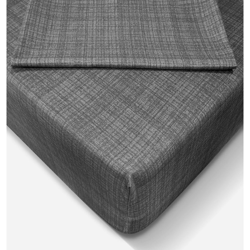 Özlü Fitted Lastikli Tek Kişilik Çarşaf Seti (100x200)-Antrasit