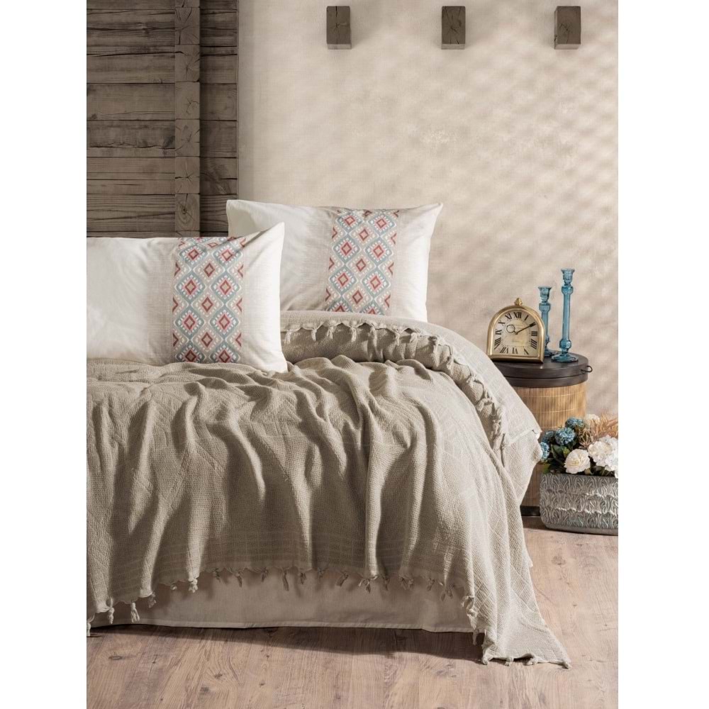 Cotton Box Jakarlı Çift Kişilik Pike Takımı Papına Taş