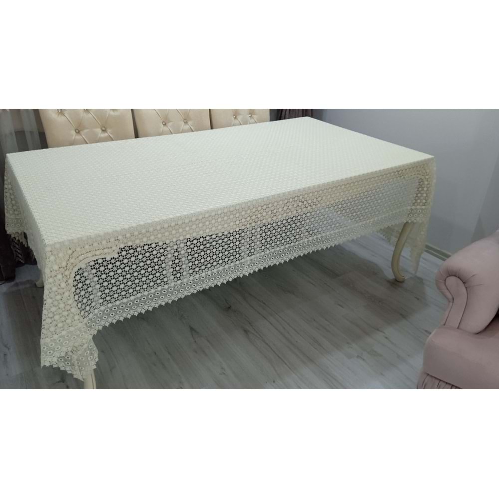 Gravel Örgü Masa Örtüsü (Krem, papatya - 180X280cm