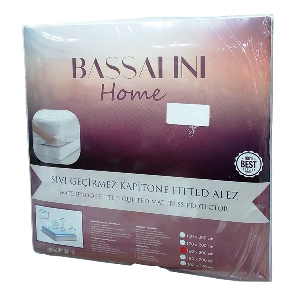 Bassalini Home Kapitoneli Fitted Sıvı Geçirmez Battal Tek Kişilik Alez (117x200+30)