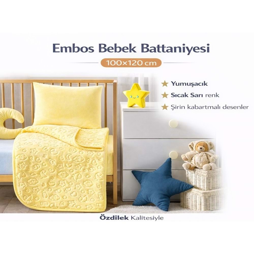 Özdilek Embos Bebek Battaniyesi (100x120)-Sarı