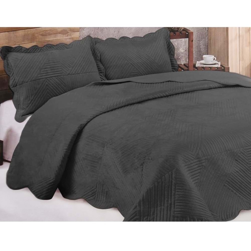 Kristal Microplush Çift Kişilik Yatak Örtüsü (260x240)-Antrasit