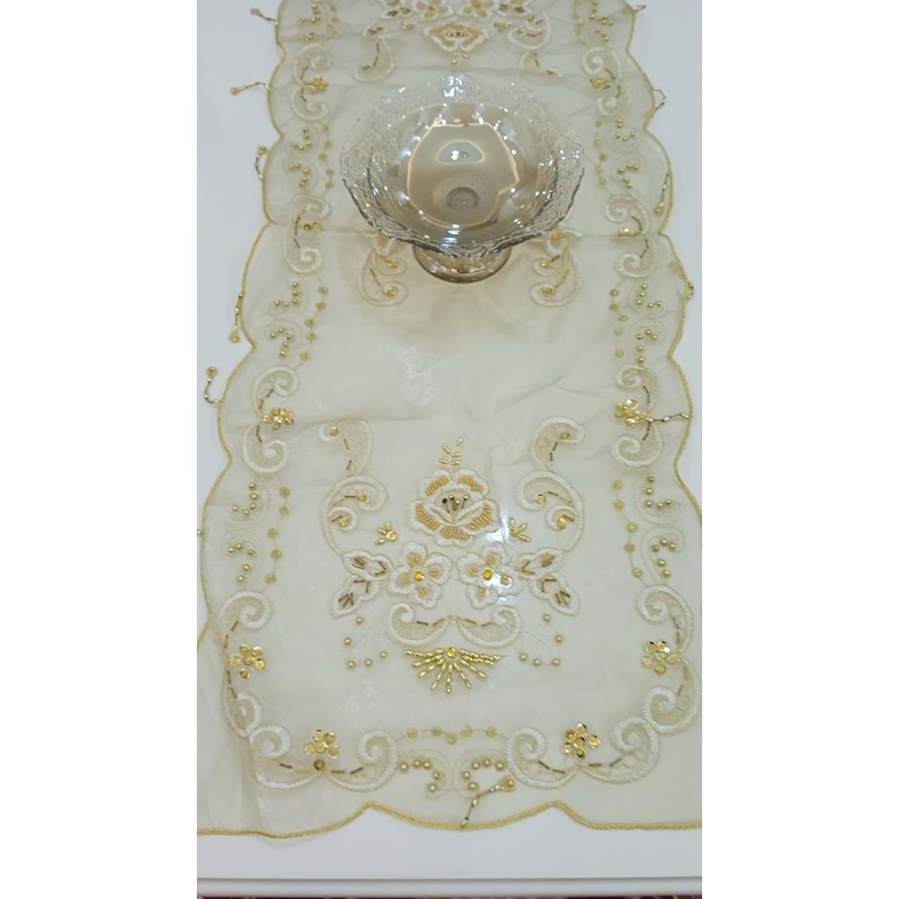 fransız organize ipek Vitrin seti boncuklu model 16 parça Gold