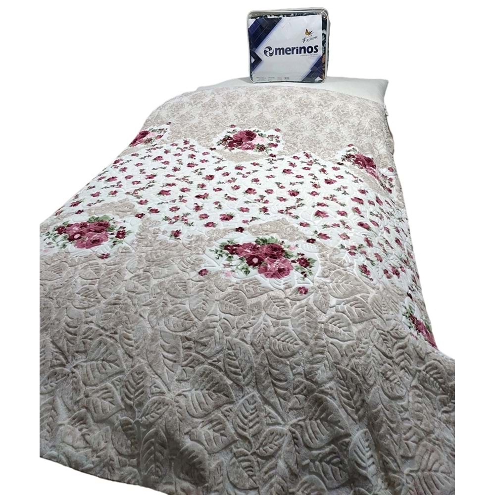 Merinos Fashion Çift Kişilik Vizon Battaniye (200x240)-Rose Bej