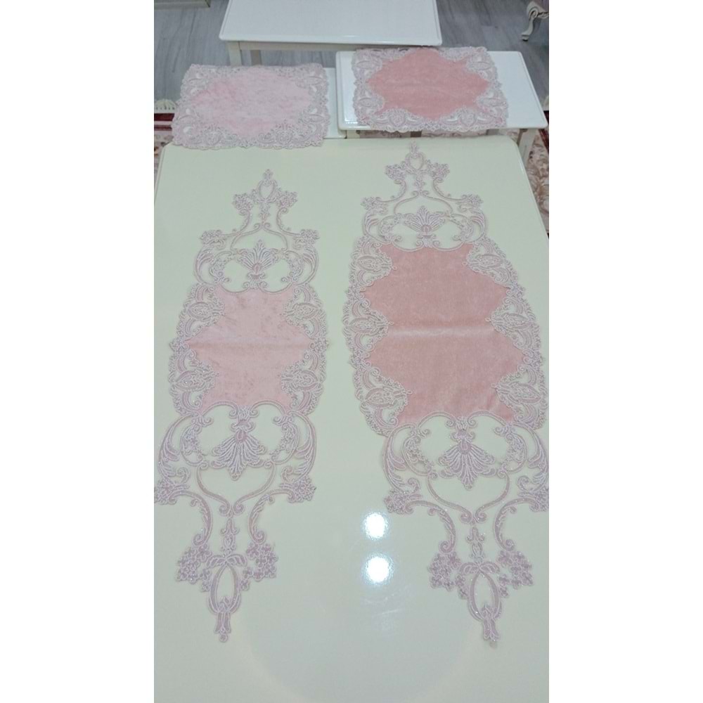 Öz Home Kadife 5 li Salon Takımı Pudra Pembe