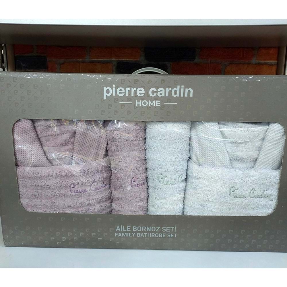 Pierre Cardin 6 Parça Jakarlı Aile Bornoz Seti-Wave Soft Lila Gri